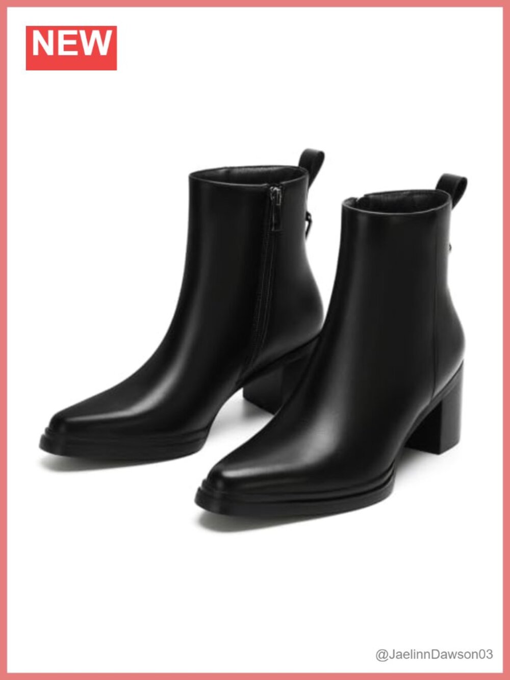 Women's Faux Leather Pointed Toe Chunky Heel Booties